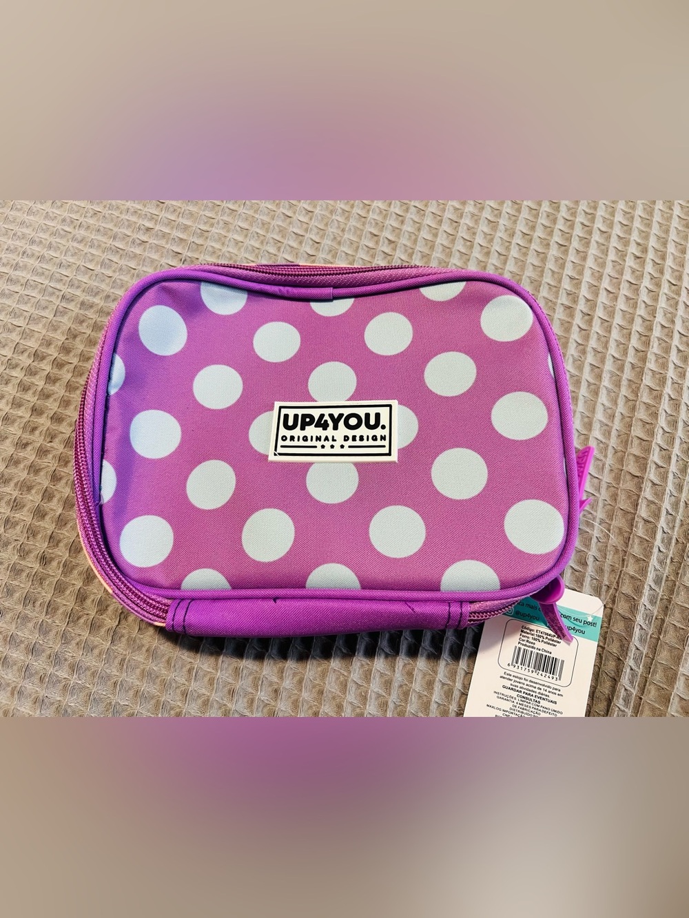 Purple Polka Dot Pencil Case Cosmetic Bag Travel Organizer NWT